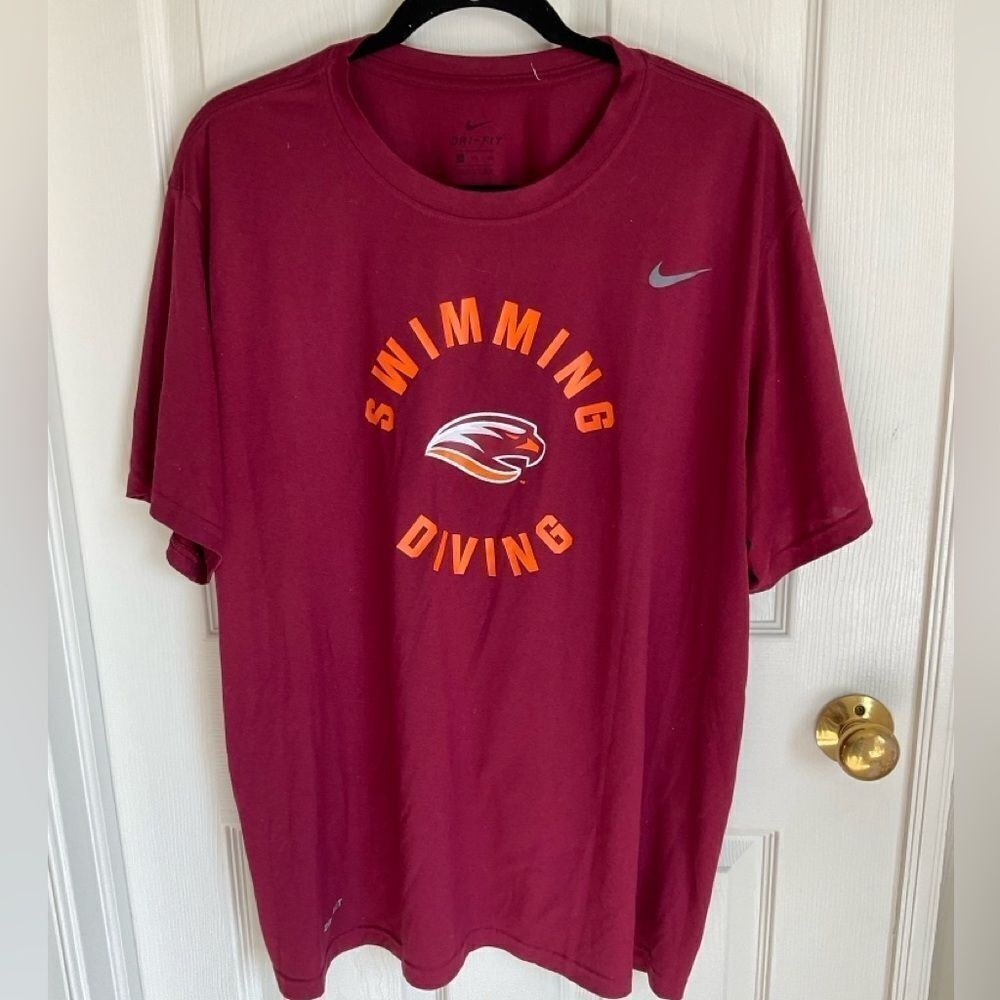NIKE Susquehanna University Collegiate‎ Maroon  Swimming T Shirt XXL